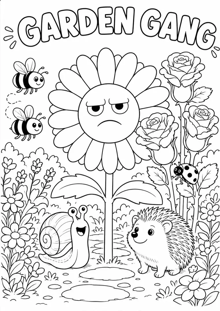 Garden Gang Fat Daisy colouring page