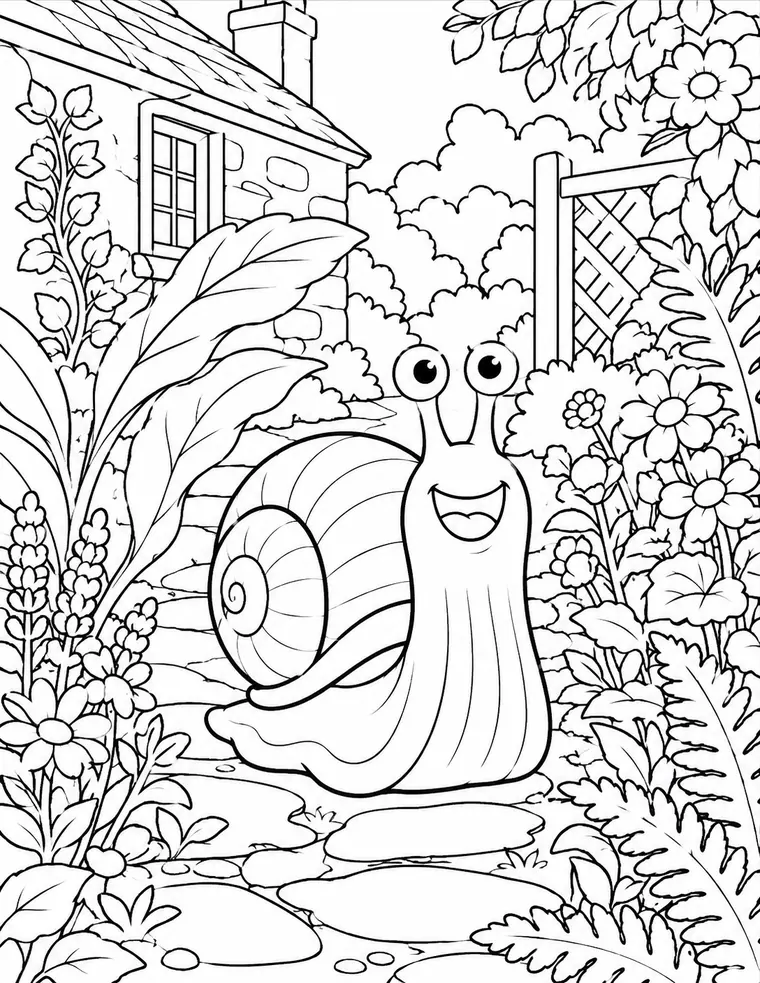 Kevin the Snail Fat Daisy colouring page