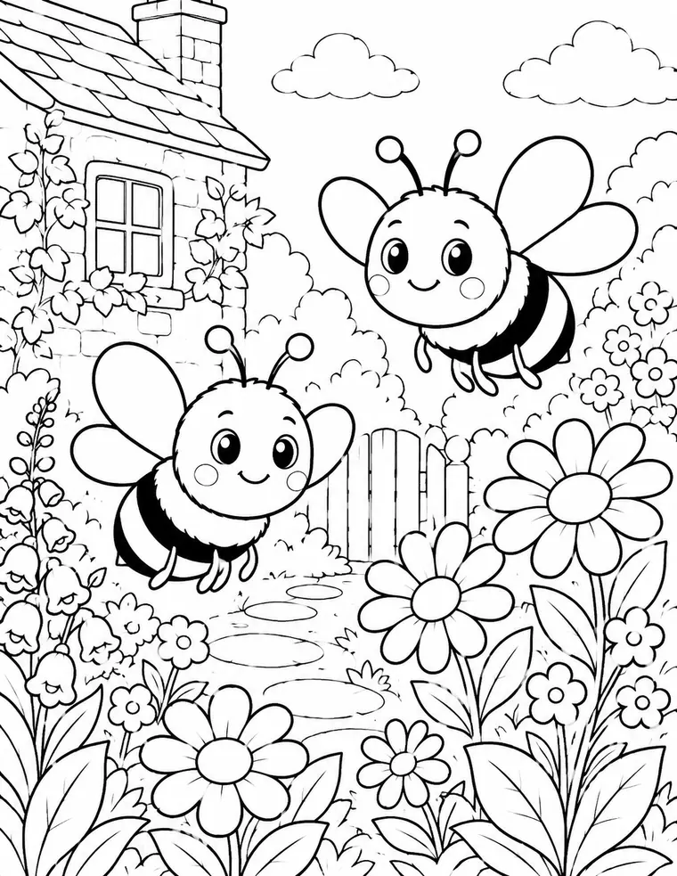 The Bees Fat Daisy colouring page